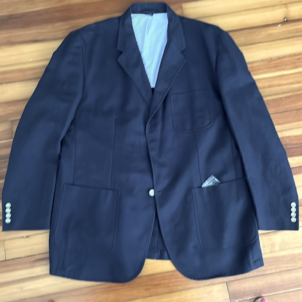 Vineyard Vines Linen And Cotton Navy Blue Blazer Sz Large Chest 48 inches
